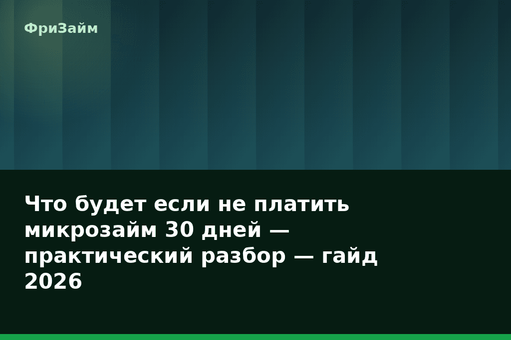 Что будет если не платить микрозайм 30 дней — практический разбор — гайд 2026 — блог ФриЗайм