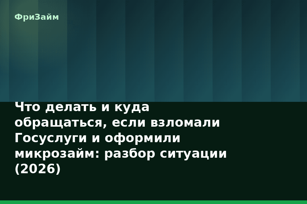 Что делать и куда обращаться, если взломали Госуслуги и оформили микрозайм: разбор ситуации (2026) — блог ФриЗайм