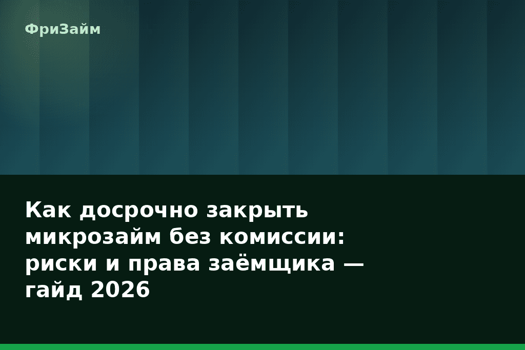 Как досрочно закрыть микрозайм без комиссии: риски и права заёмщика — гайд 2026 — блог ФриЗайм