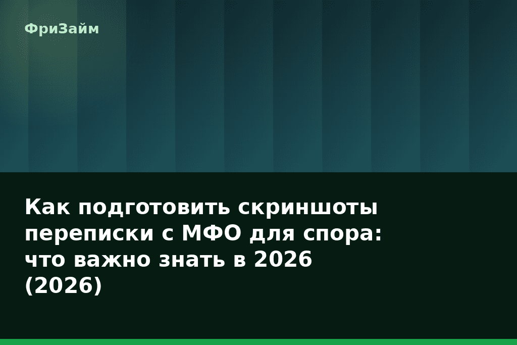 Как подготовить скриншоты переписки с МФО для спора: что важно знать в 2026 (2026) — блог ФриЗайм