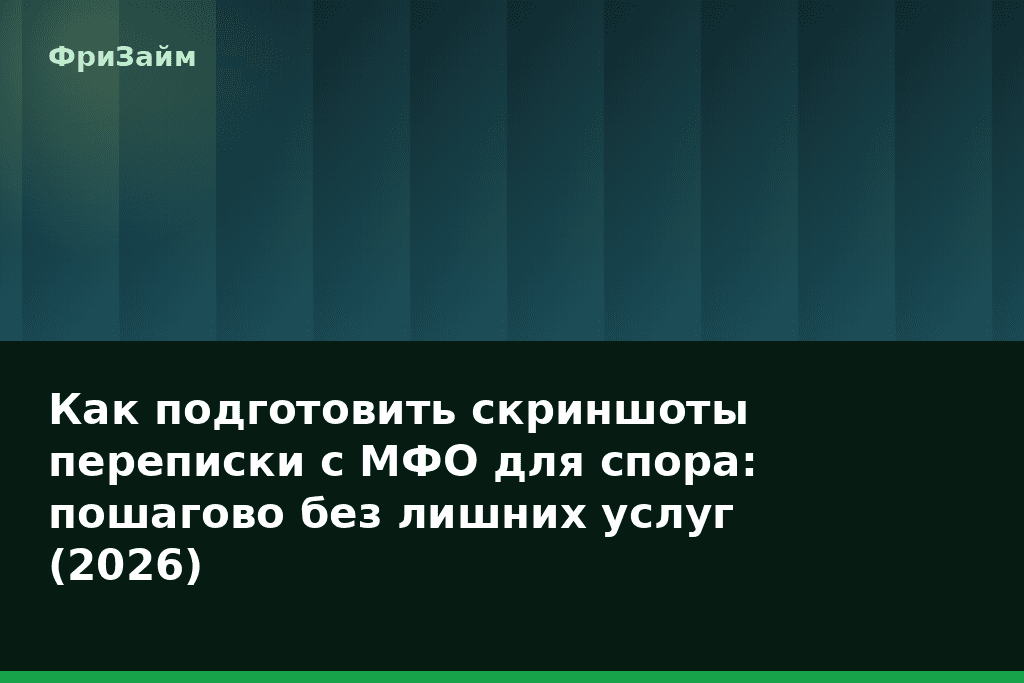 Как подготовить скриншоты переписки с МФО для спора: пошагово без лишних услуг (2026) — блог ФриЗайм