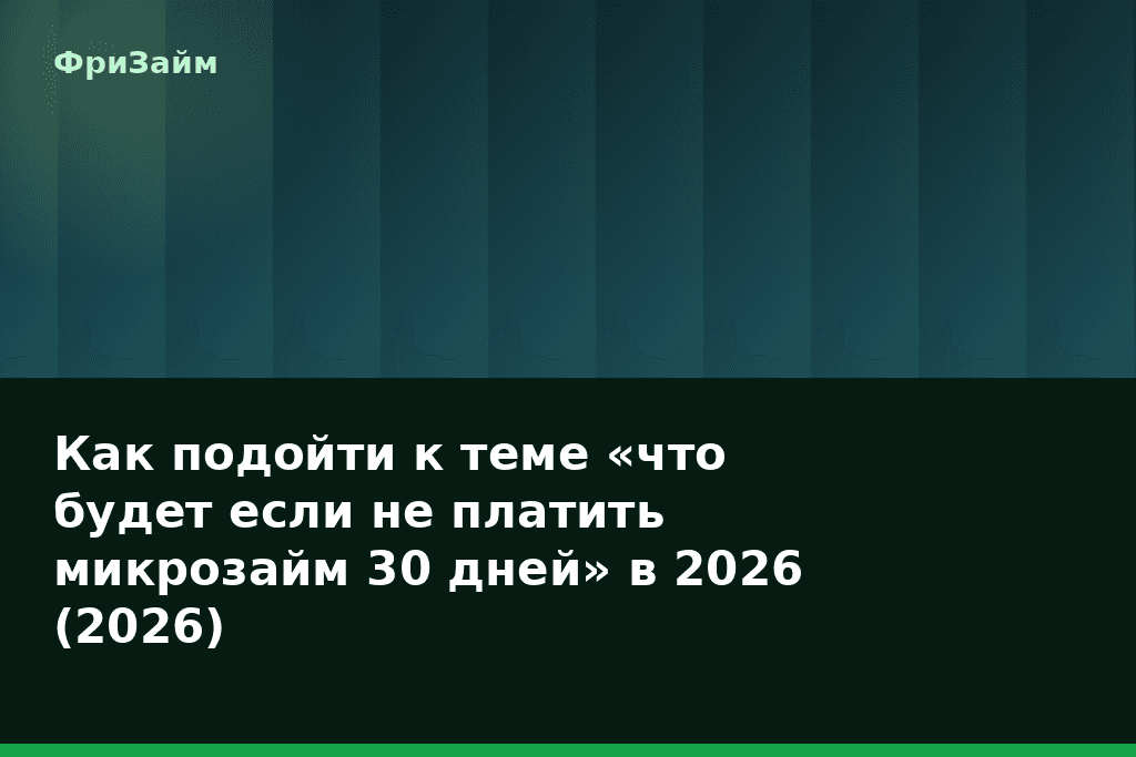 Как подойти к теме «что будет если не платить микрозайм 30 дней» в 2026 (2026) — блог ФриЗайм