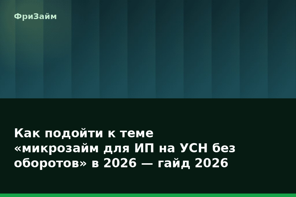 Как подойти к теме «микрозайм для ИП на УСН без оборотов» в 2026 — гайд 2026 — блог ФриЗайм