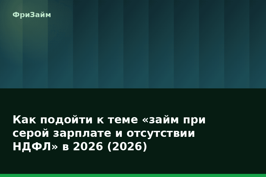 Как подойти к теме «займ при серой зарплате и отсутствии НДФЛ» в 2026 (2026) — блог ФриЗайм