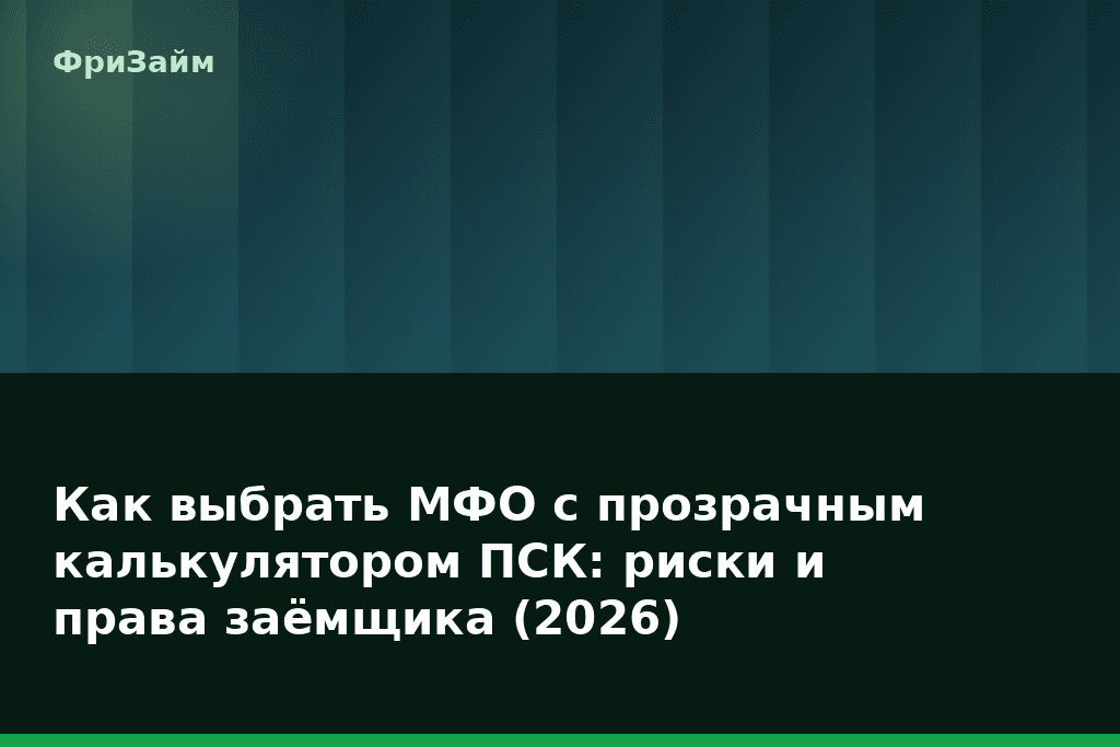 Как выбрать МФО с прозрачным калькулятором ПСК: риски и права заёмщика (2026) — блог ФриЗайм