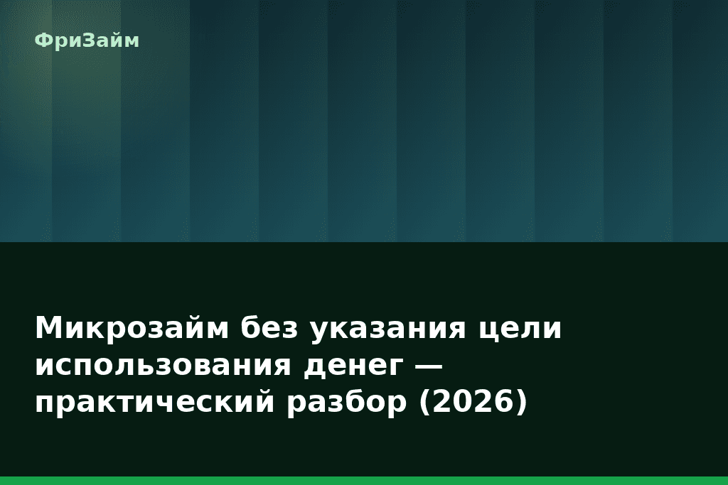 Микрозайм без указания цели использования денег — практический разбор (2026) — блог ФриЗайм