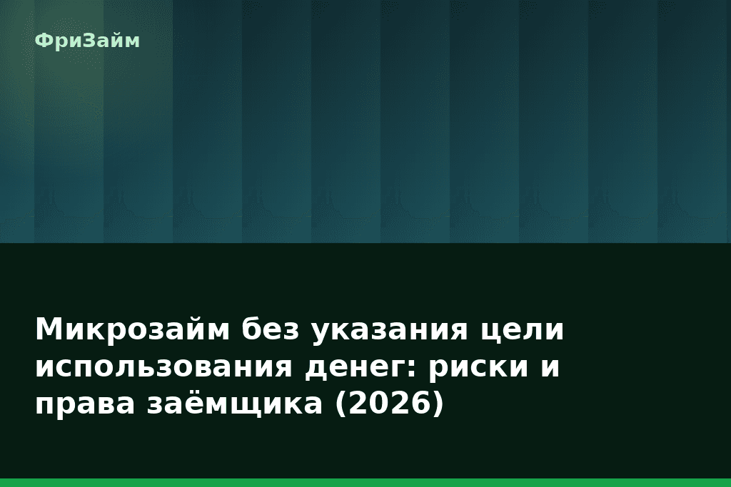 Микрозайм без указания цели использования денег: риски и права заёмщика (2026) — блог ФриЗайм