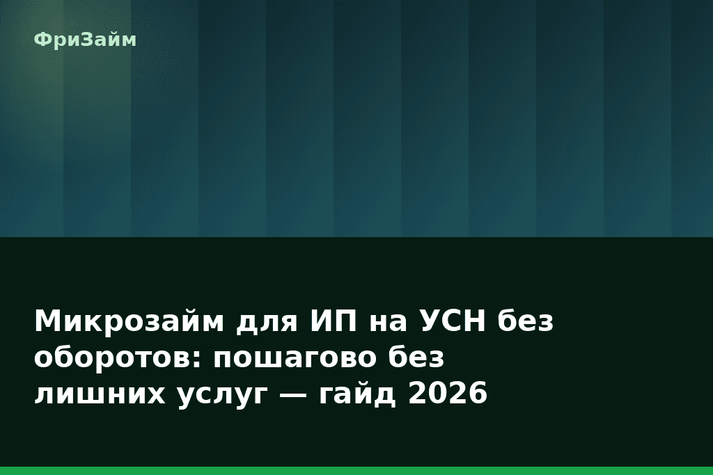 Микрозайм для ИП на УСН без оборотов: пошагово без лишних услуг — гайд 2026 — блог ФриЗайм