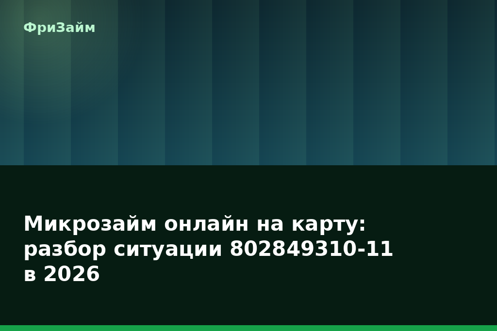 Микрозайм онлайн на карту: разбор ситуации 802849310-11 в 2026 — блог ФриЗайм