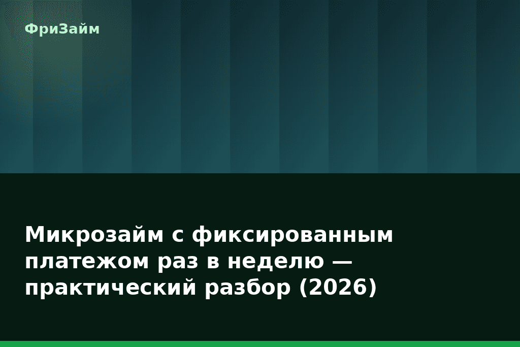 Микрозайм с фиксированным платежом раз в неделю — практический разбор (2026) — блог ФриЗайм