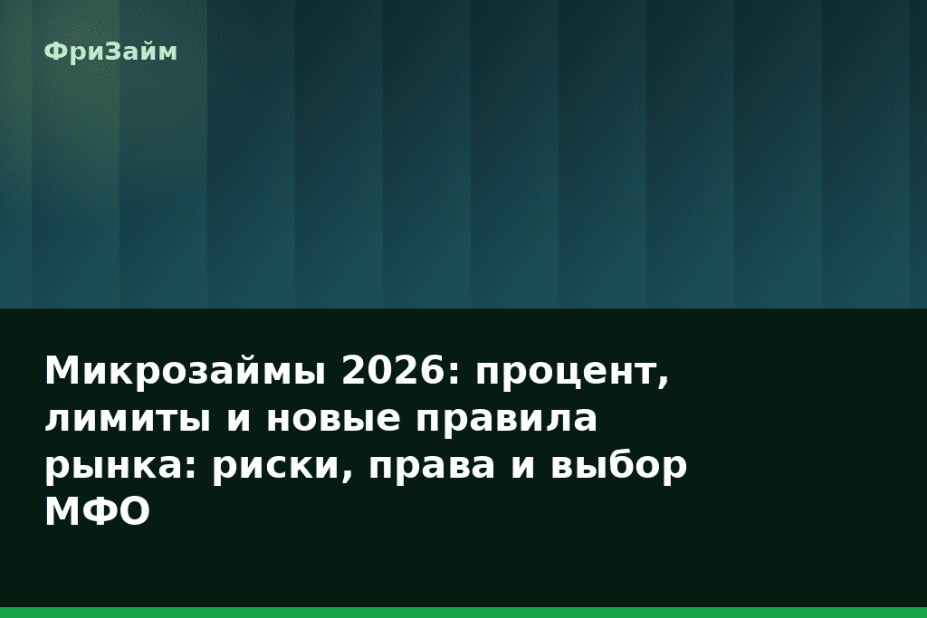 Микрозаймы 2026: процент, лимиты и новые правила рынка: риски, права и выбор МФО — блог ФриЗайм