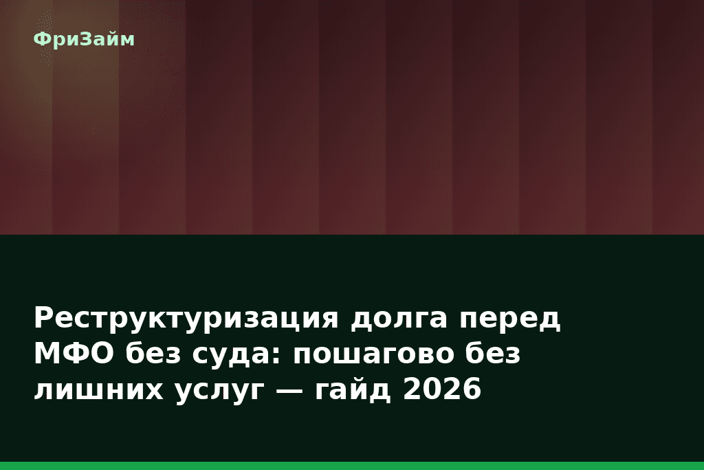 Реструктуризация долга перед МФО без суда: пошагово без лишних услуг — гайд 2026 — блог ФриЗайм