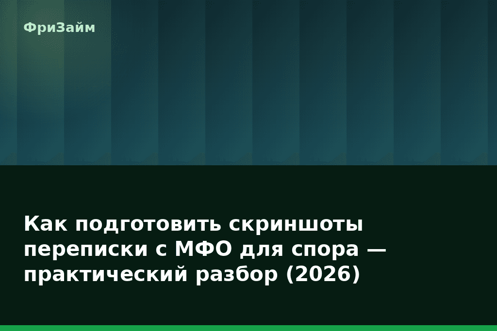 Как подготовить скриншоты переписки с МФО для спора — практический разбор (2026) — блог ФриЗайм