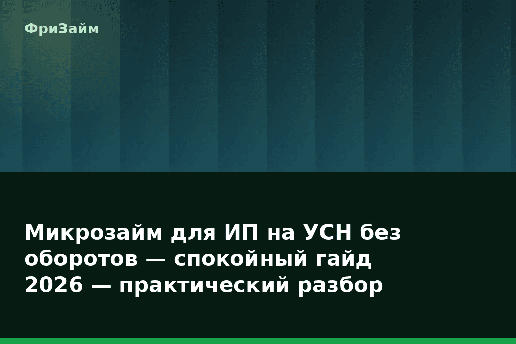 Микрозайм для ИП на УСН без оборотов — спокойный гайд 2026 — практический разбор — блог ФриЗайм