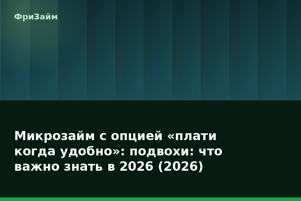 Микрозайм с опцией «плати когда удобно»: подвохи: что важно знать в 2026 (2026) — блог ФриЗайм