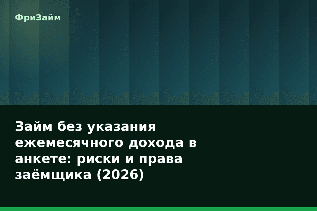 Займ без указания ежемесячного дохода в анкете: риски и права заёмщика (2026) — блог ФриЗайм